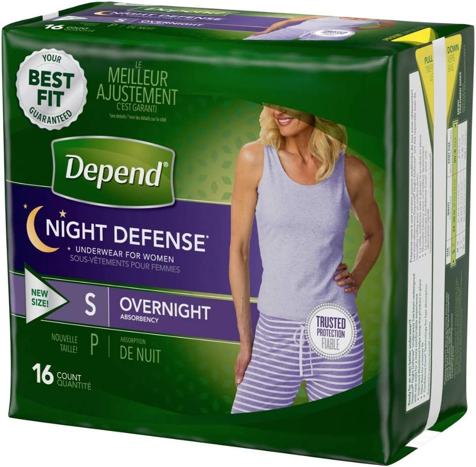 Small Overnight Depends Women's - Night Defense Incontinence Underwear
