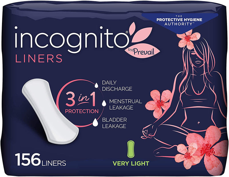 Incognito by Prevail  3-in-1 Protective Liner for Menstrual & Bladder Leaks - Light Absorbency | 156 Per Case