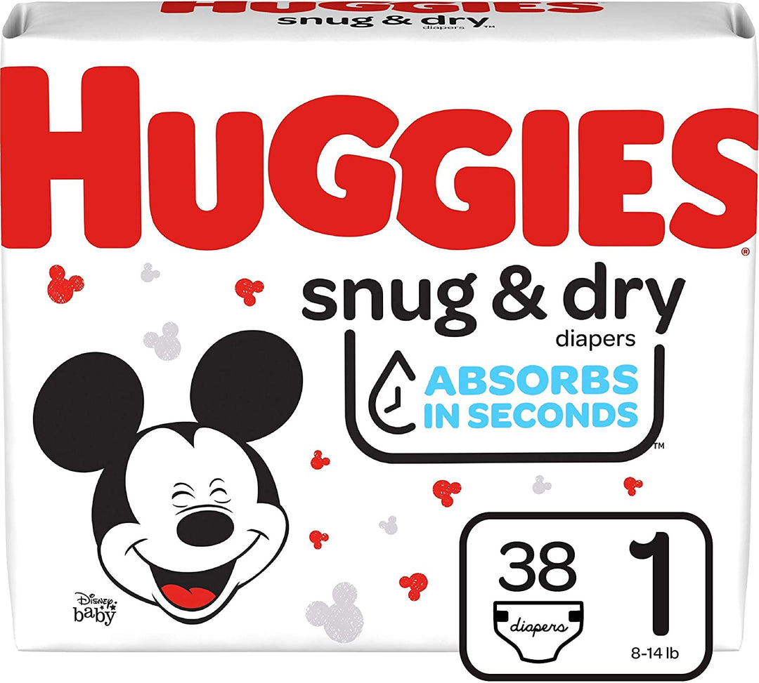 Huggies Snug and Dry Baby Diaper, Size 1, Jumbo Pack, 38 Count