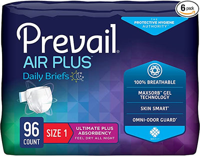 Prevail Air Plus Daily Brief | Size 1 | Breathability | Ultimate Absorbency