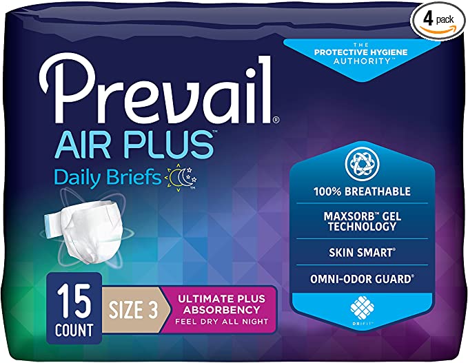 Prevail Air Plus Briefs Size 3, X-Large, 58"-70"