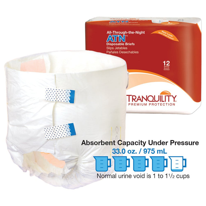 Tranquility ATN (All-Through-the-Night) Disposable Brief, Large (45" to 58")