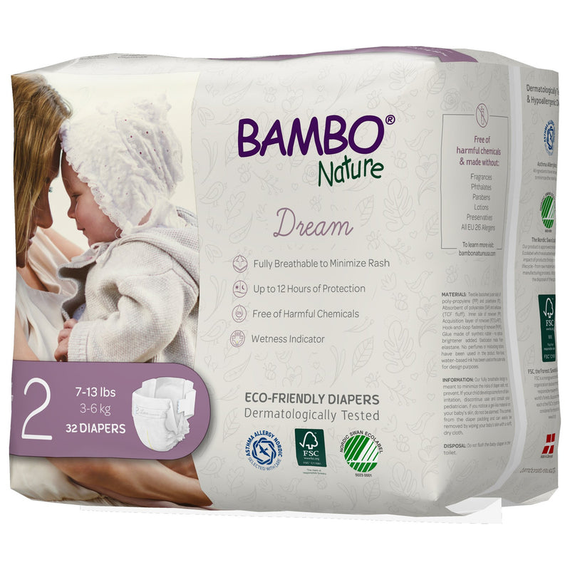 Bambo Nature Disposable Baby Diaper, Size 2, for 7 to 13 lb