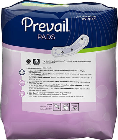 Prevail Dri-Fit Moderate Absorbency Incontinence Bladder Control Pads, Long