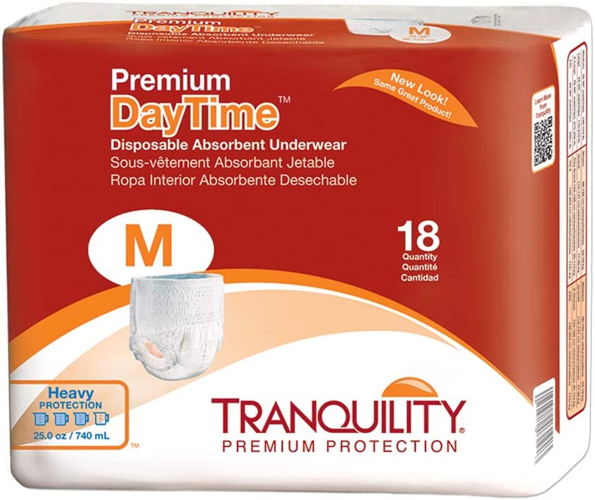 Tranquility Premium DayTime Adult Disposable Absorbent Underwear, Medium