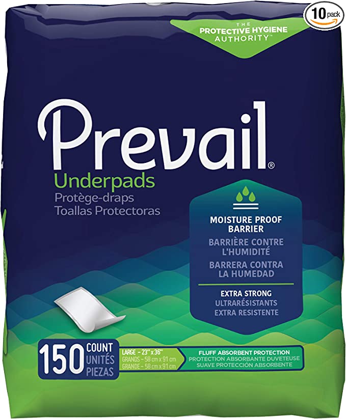 Prevail Fluff Incontinence Underpads, Large