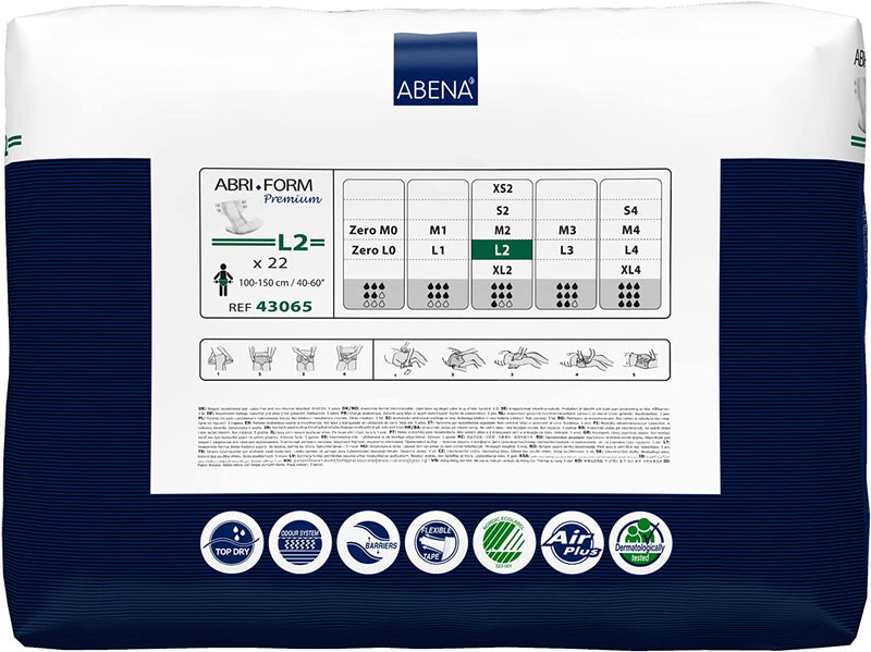 Abena Abri-Form Premium Adult Brief, Completely Breathable, Size L2, Large
