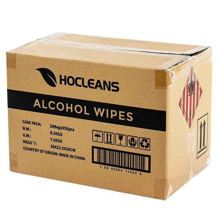 Hocleans Hand Sanitizing Alcohol Wipes, 50 PK