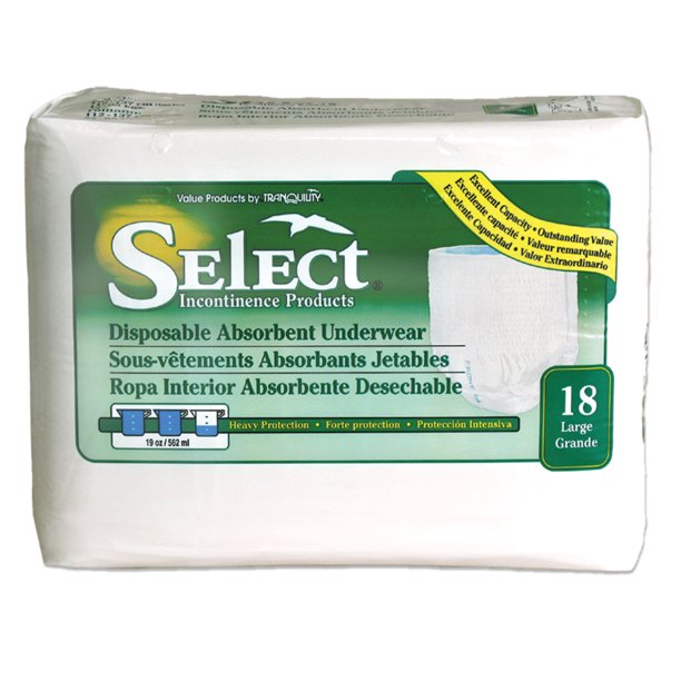 Tranquility Select Disposable Absorbent Underwear, Large