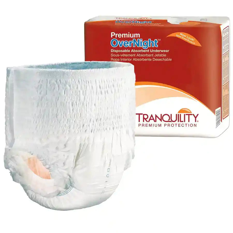 Tranquility Premium OverNight Disposable Absorbent Underwear XXL-Plus (62" - 80", 250+ lbs)