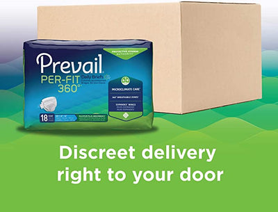 Prevail Proven | Per-Fit 360 Incontinence Briefs with Tabs | Maximum Plus Absorbency | Size 2 (45" to 62")
