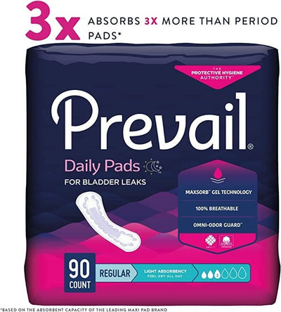 Prevail Incontinence Bladder Control Pads, Light Absorbency, Regular