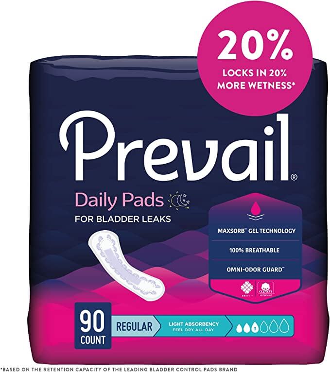 Prevail Incontinence Bladder Control Pads, Light Absorbency, Regular