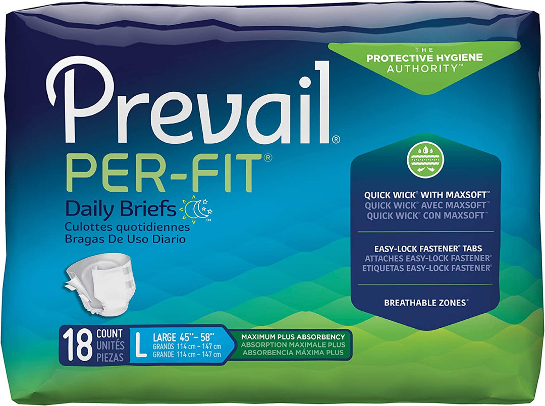 Prevail Per-Fit Maximum Plus Absorbency Incontinence Briefs, Large (45" to 58")