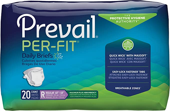 Prevail Per-Fit Maximum Plus Absorbency Incontinence Briefs Regular