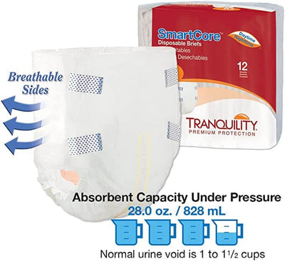 Tranquility SmartCore Disposable Brief, 28 oz Fluid Capacity, Medium (32" - 44")