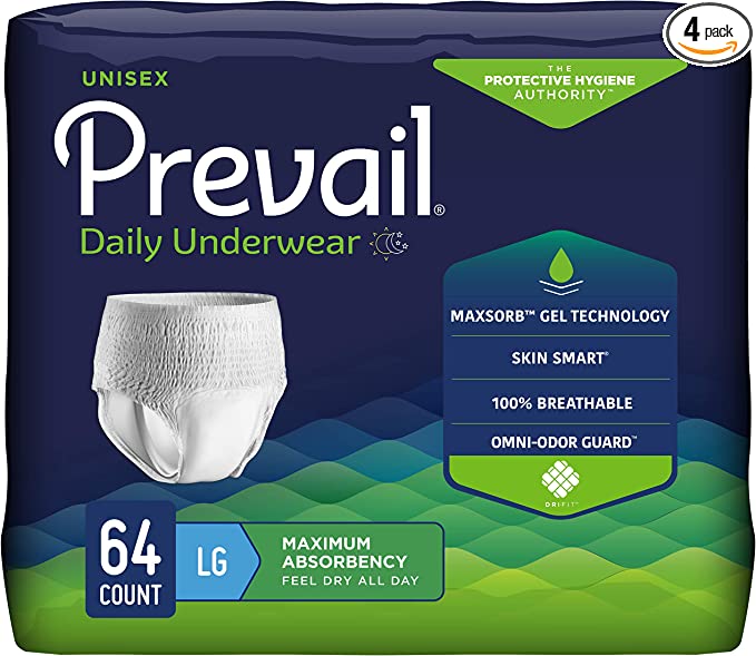Prevail Incontinence Protective Underwear, Maximum Absorbency, Large (45" to 58")