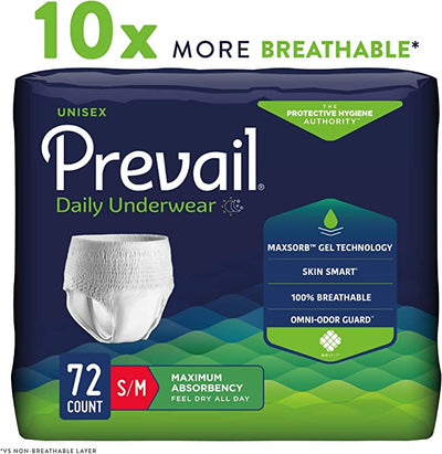 Prevail Incontinence Protective Underwear, Maximum Absorbency, Small/Medium