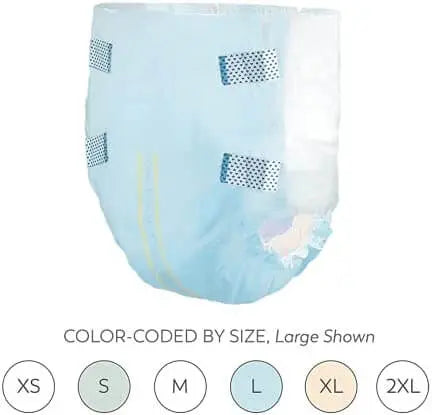 Side and open view of Tranquility Essential Breathable Heavy Absorbency Adult Brief with refastenable tabs, Size Large