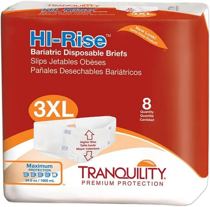 Tranquility Hi-Rise Bariatric Disposable Brief, 3XL, 64" to 96" By Tranquility