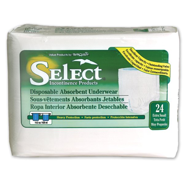 Tranquility Select Disposable Absorbent Underwear, Extra-Small